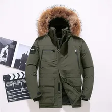 Мужской зимний ветрозащитный большой меховой воротник толстый теплый свободный пуховик с капюшоном модная однотонная мужская утолщенная верхняя одежда карго