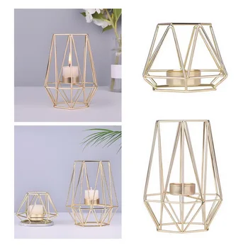 

Geometric Candle Holders Nordic Style Wrought Rack Home Decoration Metal Crafts Desktop Xmas Home Decoration Craft Leuchter