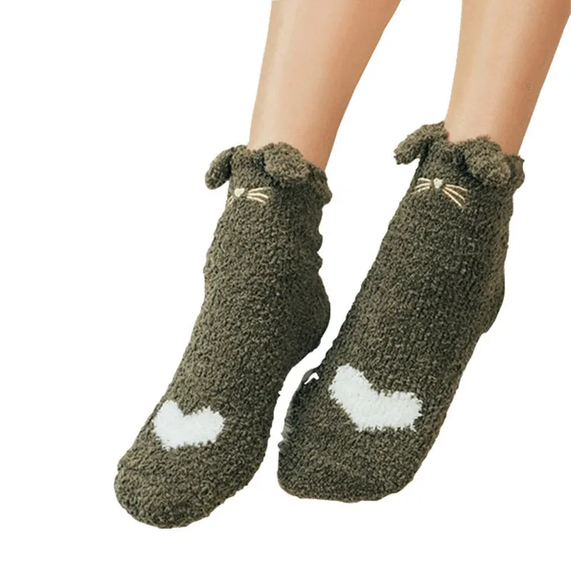 Новые женские коралловые бархатные зимние носки для девочек женские теплые милые удобные женские Носки с рисунком Mujer