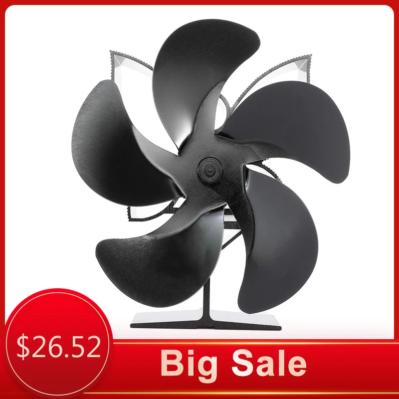 

5 Blades Fireplace Fan Eco Friendly Heat Powered Stove Fan for Wood Log Burner Fireplace Quiet Fan Efficient Heat Distribution