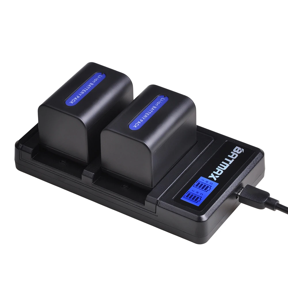 3000mAh NP-FH70 Battery + LCD Dual USB Charger 2Pcs for Sony NP-FH30 NP-FH40 NP-FH60 NP-FH50 NP-FH70 HDR-XR Series