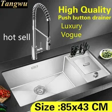 Квартира многофункциональная пищевая 304 нержавеющая сталь кухня ручная раковина одинарная мойка большой 850x430 мм