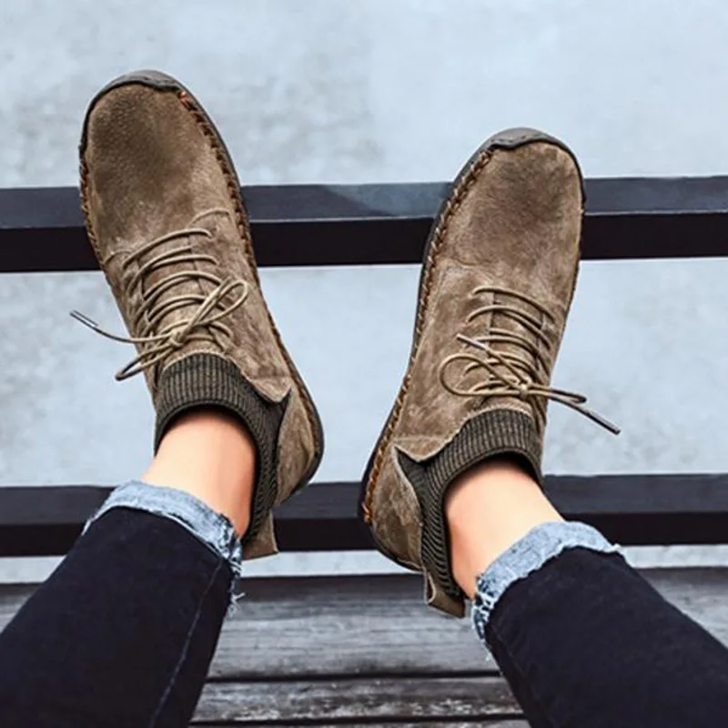 Ceny Buty casual mężczyźni buty 2019 Retro oddychające skarpety lokomotywa oprzyrządowania buty w stylu Vintage styl na świeżym powietrzu