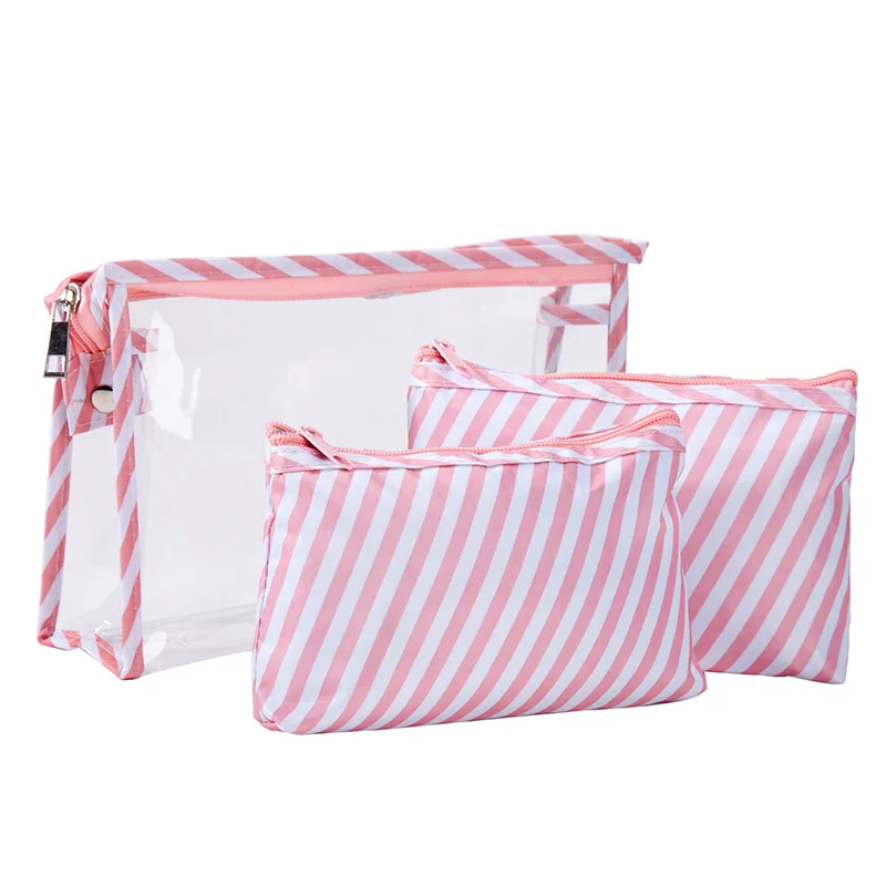 

PVC Beautician Necessary Cosmetic Bag Women Transparent Vanity Make Up Pouch Travel Organizer Toiletry Wash Cases Trip 3pcs/set