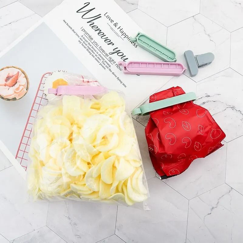 

12Pcs set Bag Sealer Snack Fresh Food Storage Bag Clips Kitchen Tool Vacuum Sealing Clamp Food Fresh Keeping Clips