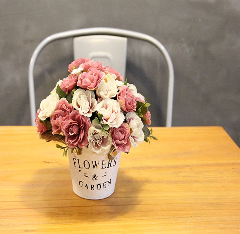 

Simulation Flowers 10 Peony Roses European High-end Wedding Decoration Ornaments Fake Flowers Artificial Flowers