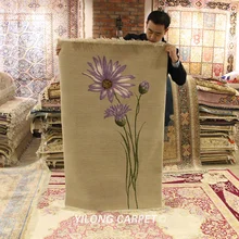 YILONG 3'x4. 7' фиолетовый цветок ручной завязанный шерстяной ковер китайский Арт Деко ковер для крыльца(TJ2018039S