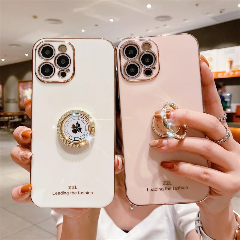 Мягкий чехол с кольцом-подставкой для IPhone 13 12 11 Pro MAX XS XR X 6 6s 7 8 Plus Mini SE 20 | Мобильные