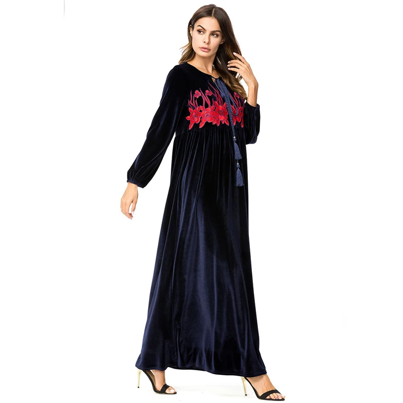 as picture Vestidos abaya Kaftan Qatar бархатный арабский хиджаб мусульманское платье женское кафтан джилбаб халат Дубай Elbise турецкая исламская одежда - Цвет: as picture