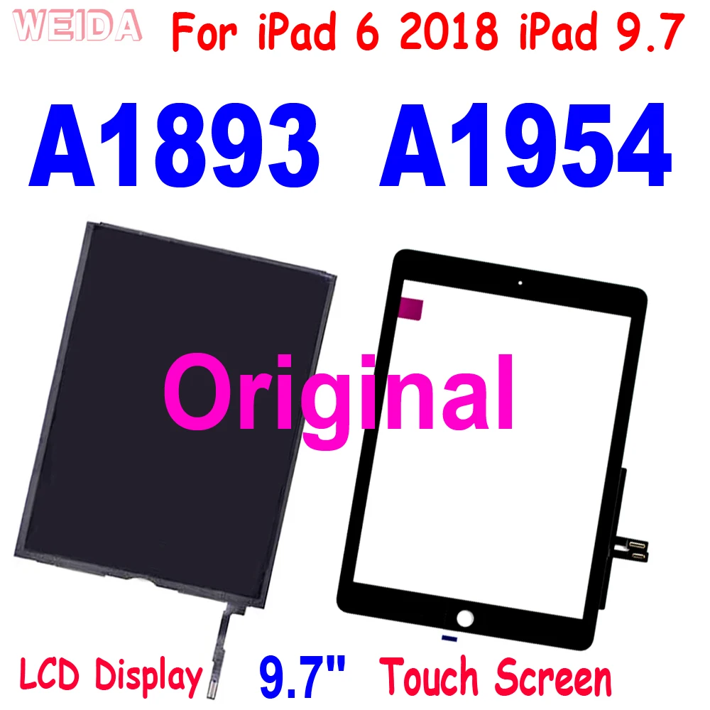9.7 Original For iPad6 iPad 6 2018 LCD A1893 A1954 LCD Display Touch  Screen Digitizer Glass Panel For iPad 9.7 LCD Replacement