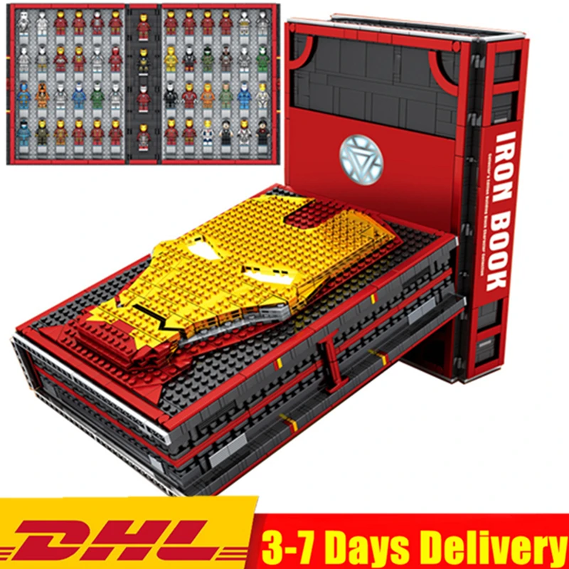 

NEW Creator ideas super hero iron Man Book Box Base Gnaku Hall of Armour Figures Building Blocks Sets Kits Bricks Kids Toys City