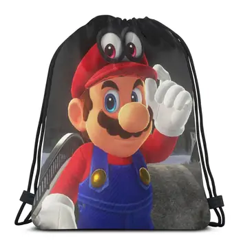 

New Hot Super Mary Fashion Cartoon Student School High Quality Backpack Man Woman Girls Drawstring bag