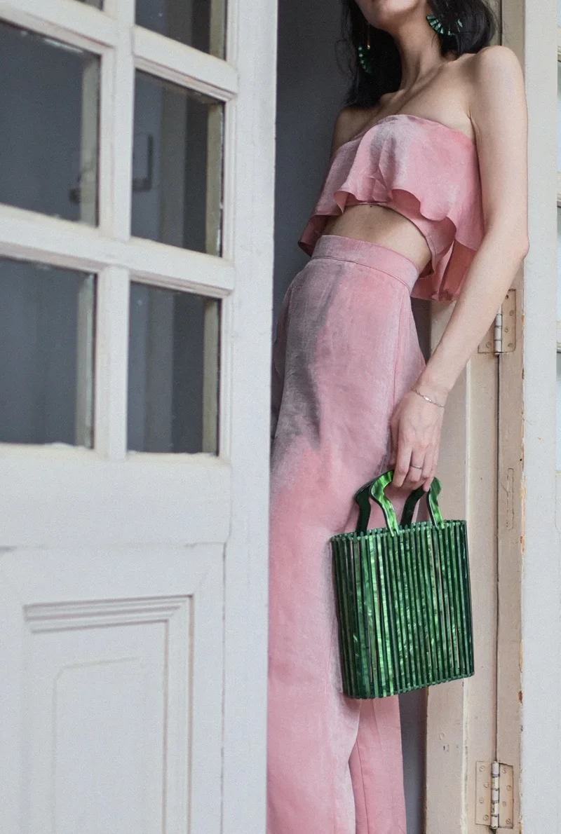 Keevip Hollow Out Green Acrylic Clutch Model Display