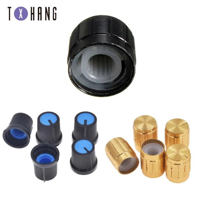 5Pcs Volume Control Rotary Knobs Black/Blue/Gold For 6mm Dia. Knurled Shaft Potentiometer Hot New Arrival diy electronics | Электронные
