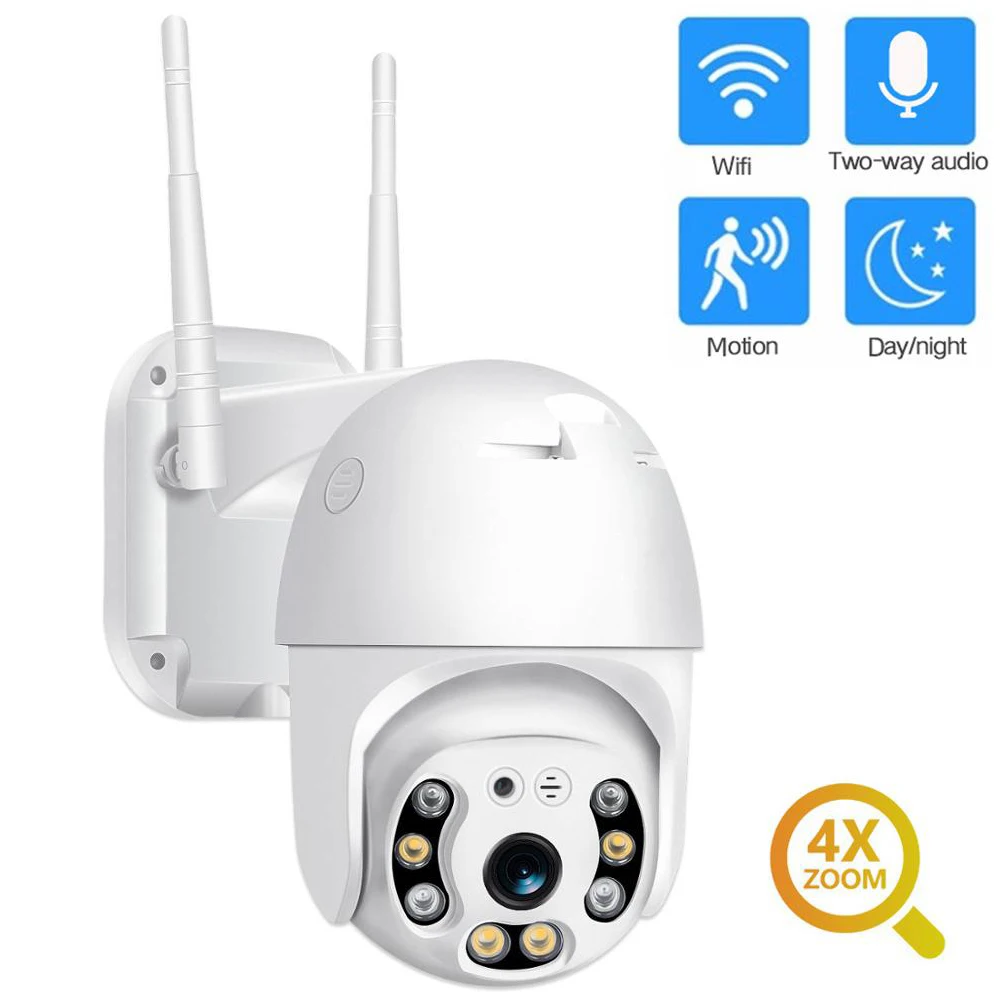 1080P безопасности Камера WI-FI Открытый PTZ Скорость купол Беспроводной IP Камера CCTV функции панорамирования, наклона и 4xzoom ИК наблюдения для ведения съемок вне помещения P2P CAM