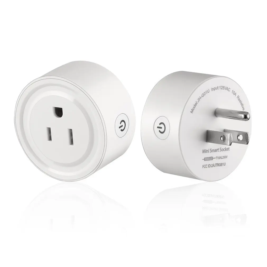 2pcs Round Shape Mini Smart Socket Wireless WiFi Power Plug APP Remote Control Timing Switch Socket for Home Automation System