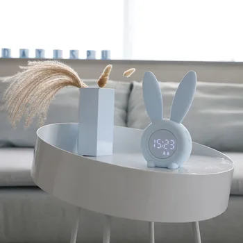 

Temperature Display Digital Rechargeable Children Gifts Touch Control Alarm Clock Kids Night Light Rabbit Shaped Sleep Trainer
