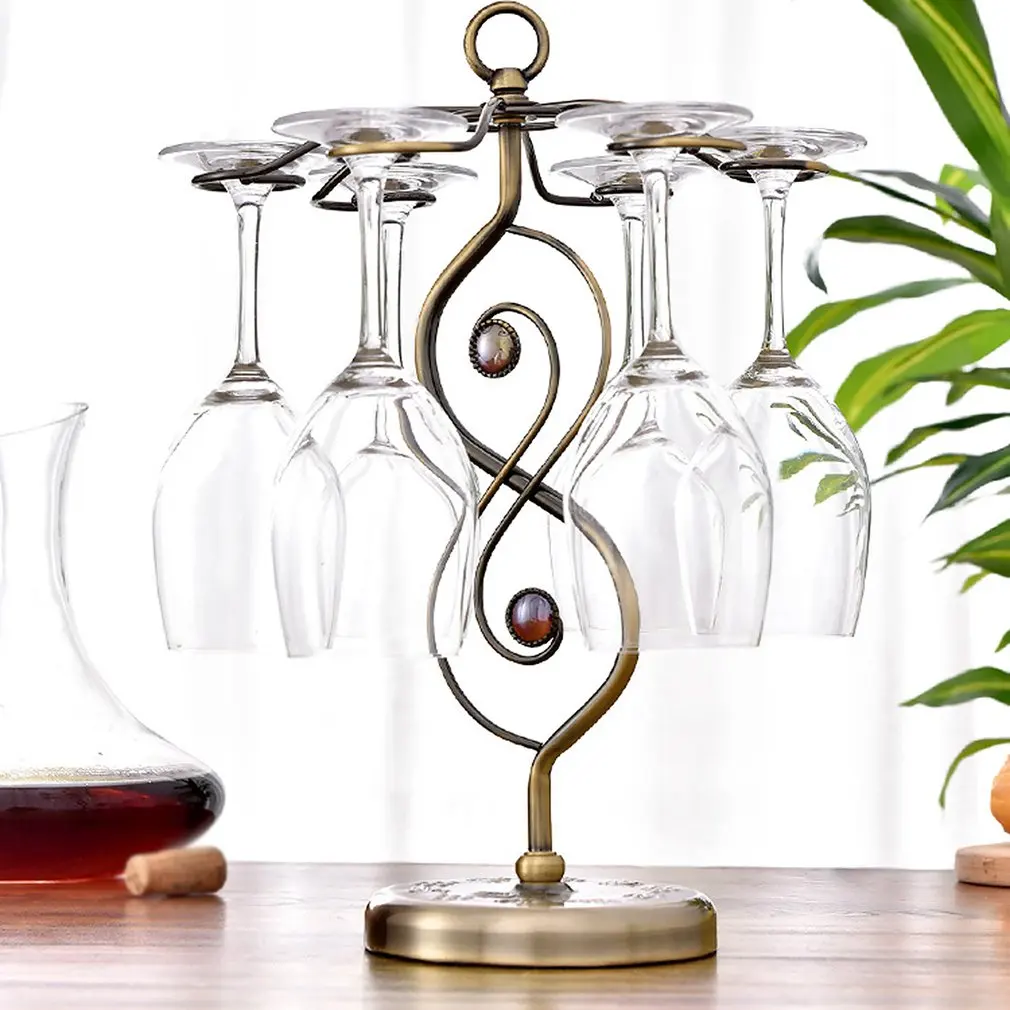 Beaded Wine Glass Holder European Creative Shelf Wrought Iron Wine Glass Holder Red Wine Rack Display Rack Glasses Holder