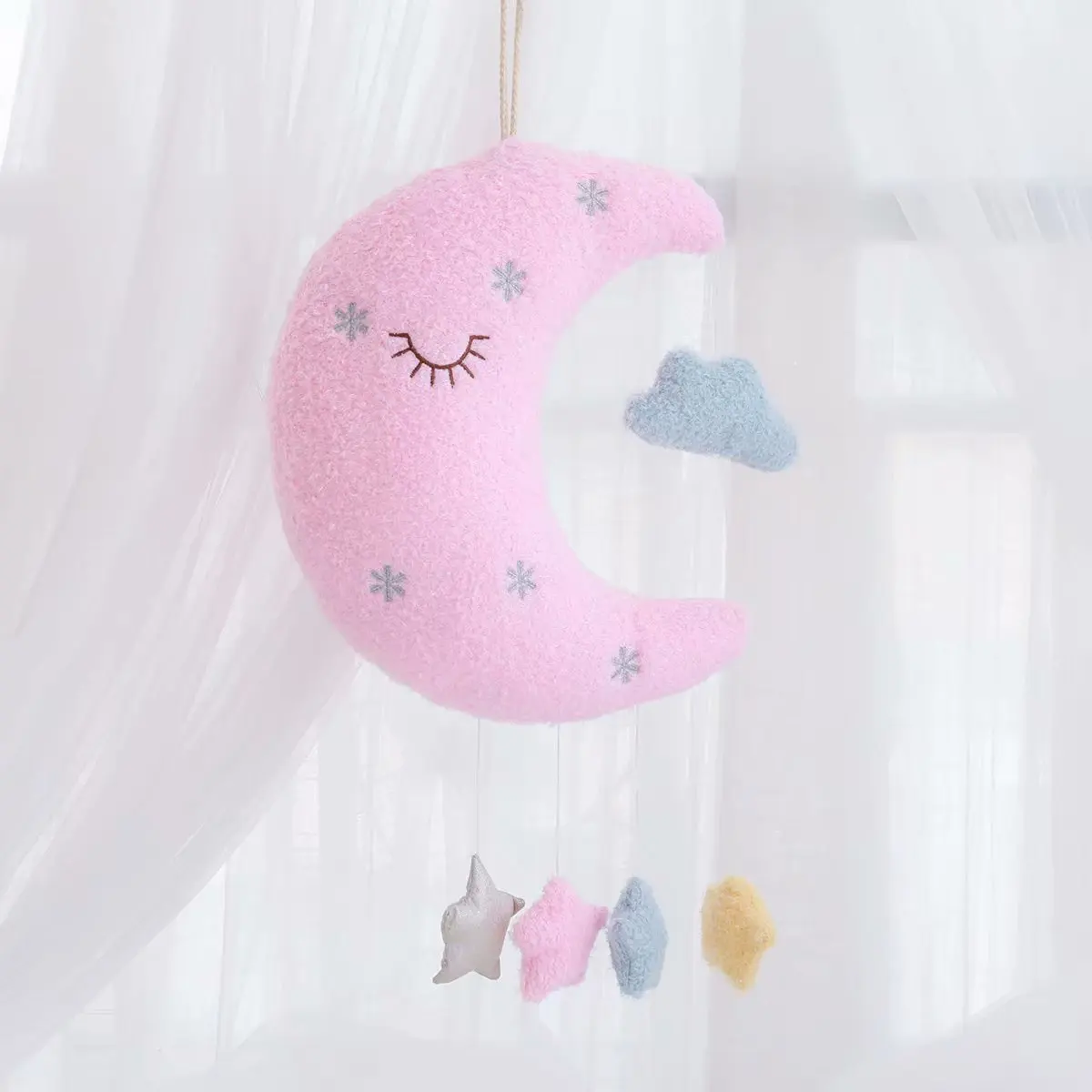 Улыбка луна облако капли дождя набивные подушки детская кровать висячая Декор Детская палатка Декор ручной работы мягкие подушки для дня рождения - Цвет: pink moon
