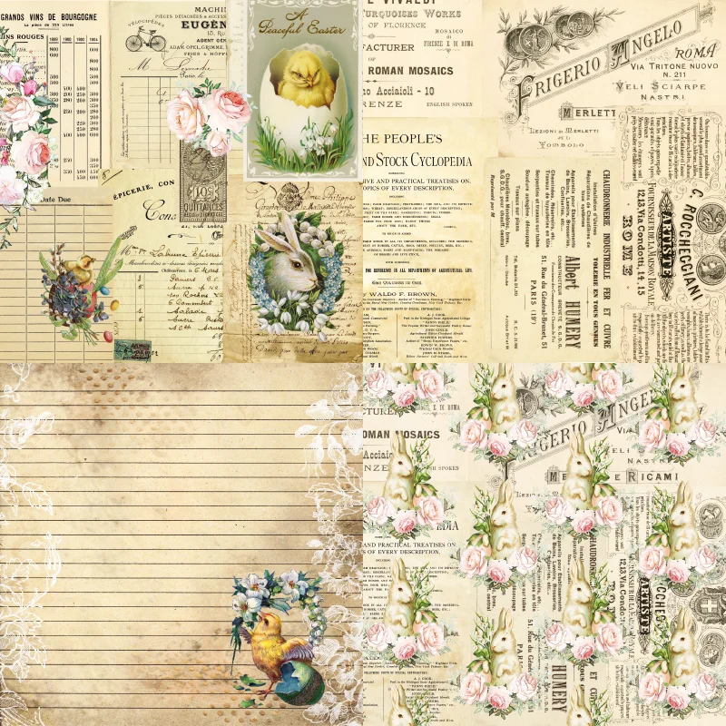 Panalisacraft 24 sheets 6"X6" vintage Easter paper Scrapbooking patterned paper pack handmade craft Background pad card