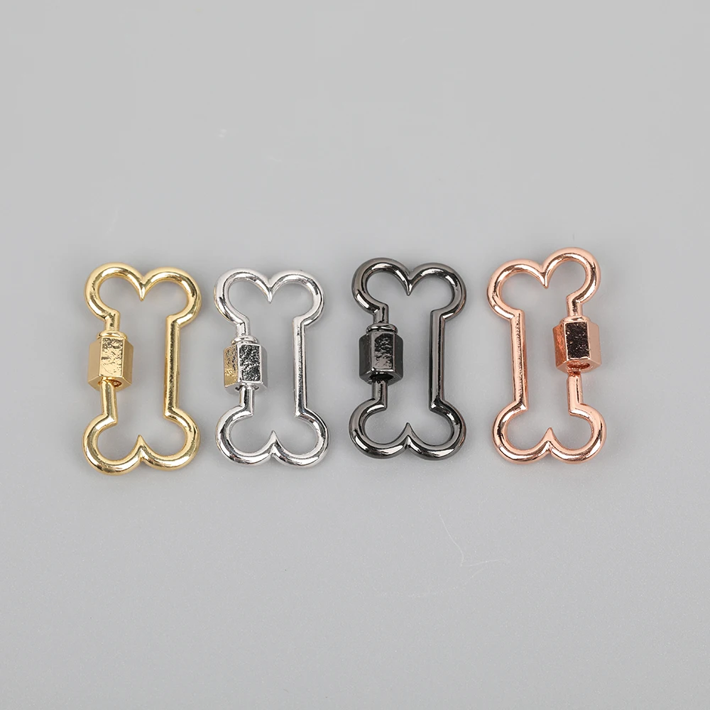 

10pcs/Lot 14x27mm Gold White K Copper Bone Shape Screw Clasps,Metal Carabiner Connector Clasps For DIY Earrings Jewelry Making