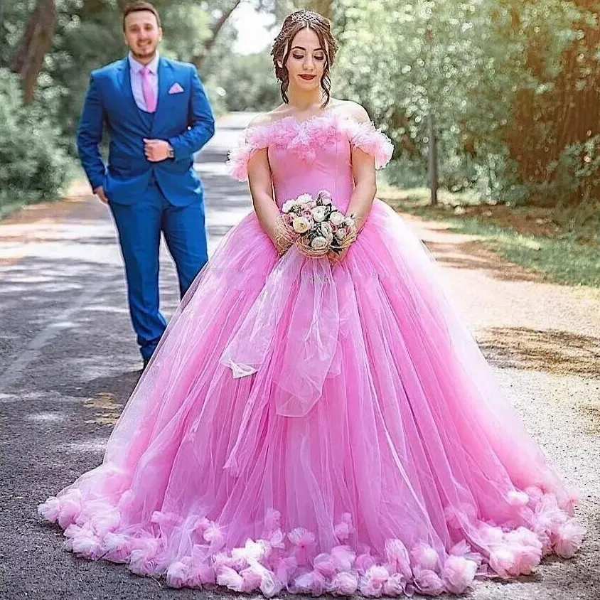 Robe de soiree розовое цветочное свадебное платье vestido de festa longo 3D цветочное свадебное платье на шнуровке с открытыми плечами вечерние платья Дубай