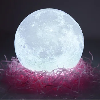 

LED 3D Print Moon Night Light USB Rechargeable Lamp Color Changing Touch Control Festival Adjustable Home Decor Children Gift