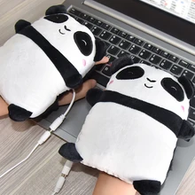 Heated-Gloves Hand-Warmers Fingerless Gifts Winter Electric-Heating Cute USB Panda-Shape