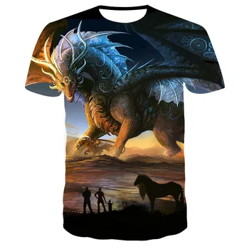 

3D printing cartoon dragon flying cloud hipster sky blue T-shirt T-shirt male/female Hiphop T-shirt 2019 Men's clothing Harajuk