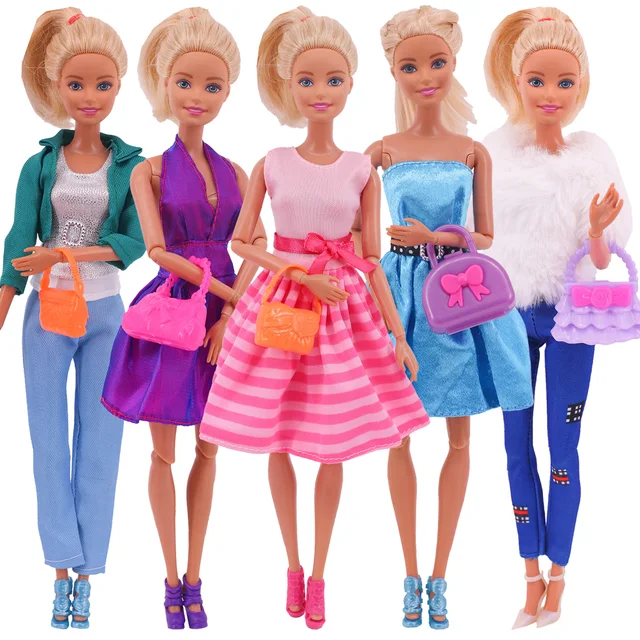 5Pcs Set Of Barbies Doll Toy Clothes Accessories Barbies Clothes for Barbie  Doll&1/6 BJD Blythe Shoes Mini Dress Bags Toy - AliExpress