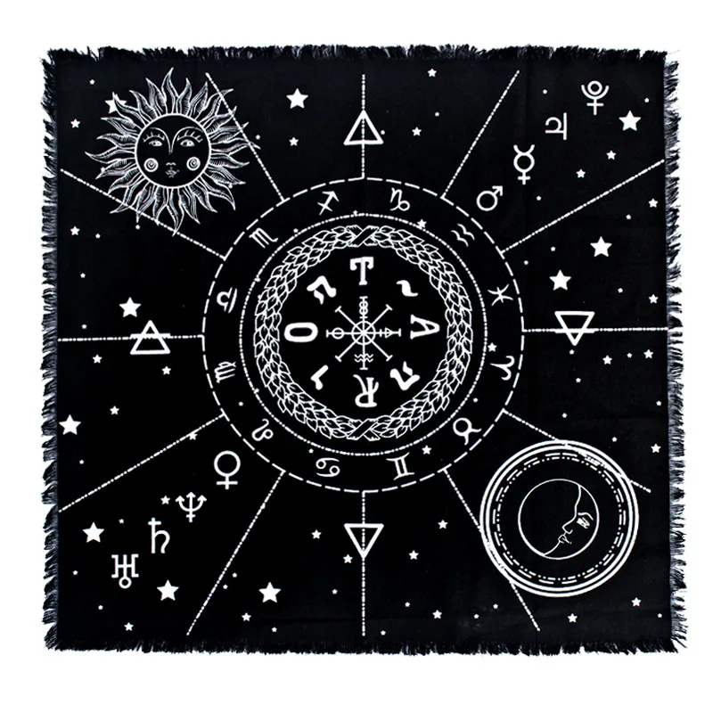 

60*60 cm New Tarotcloth cotton high-end custom fringed side Tarot Tarot brand divination tablecloth cross-border