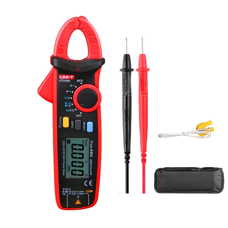 

UT210D Digital Clamp Meter Temperature Measurement Auto Range Capacitance Multimeter AC/DC Cur