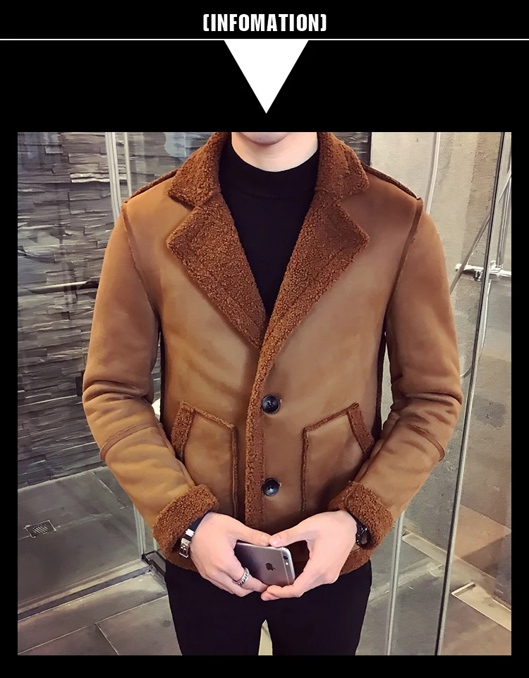 Men Jacket Warm Thicken Waterproof Outwear Casual Slim Fit Korean Jacket Deri Ceket Coats Mens Fur Collar Winter Bomber Homme