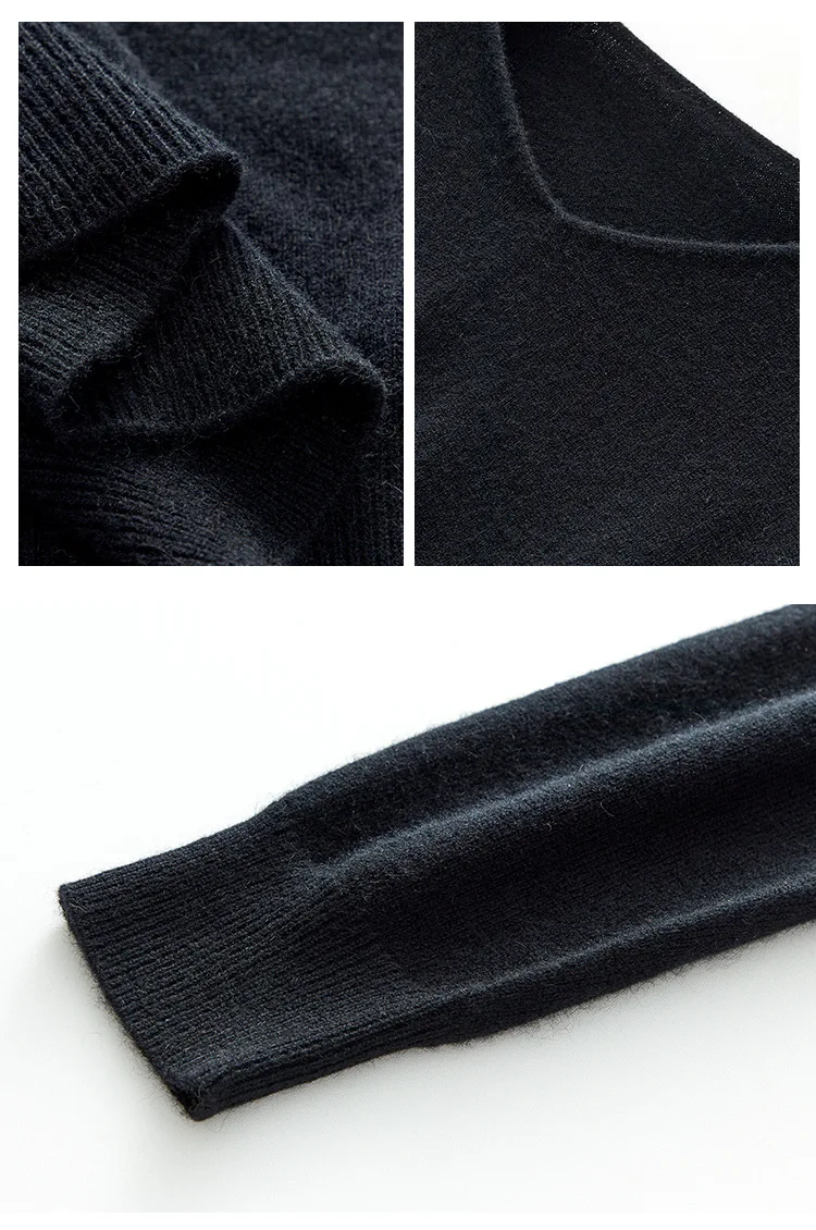 SuyaDream Women Sweaters High Quality 100%Cashmere Basic V neck Pullovers 2021 Fall Winter Simple Chic Knit Wear SuyaDream Women Sweaters High Quality 100%Cashmere Basic V neck Pullovers 2021 Fall Winter Simple Chic Knit Wear