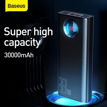 

Baseus 30000mAh Power Bank PD SUB 3.0 Fast Charging Portable Charger 33W Powerbank Travel External Battery Pack For Phone Laptop