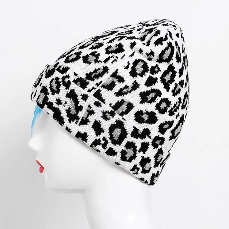 Осень-зима Мода шапка с леопардовым принтом теплая Вязание шляпы с леопардовым рисунком для Для женщин модная кепка для хип-хопа