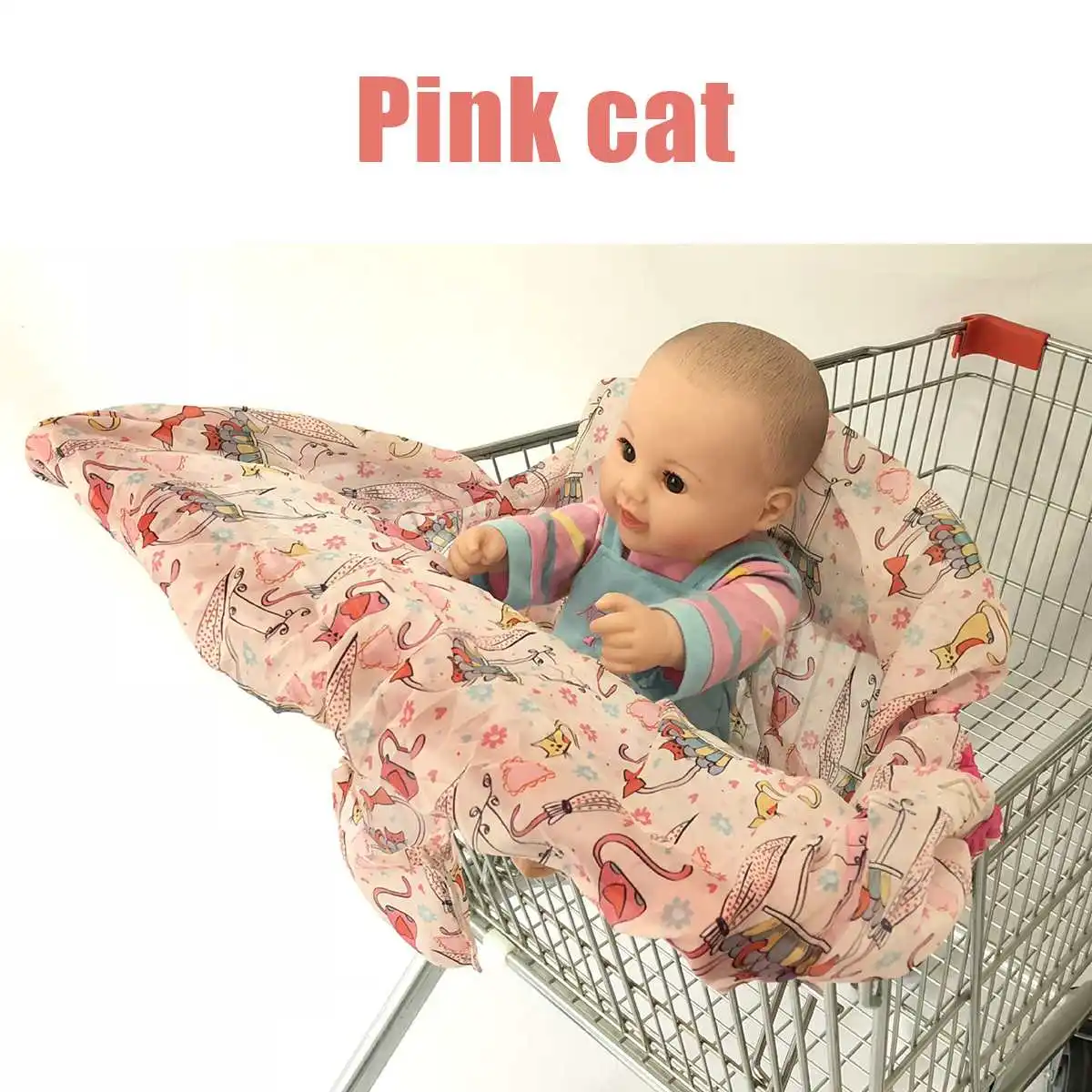 Pink cat Детская продуктовая тележка для малышей, детская тележка для покупок, Защитная крышка для тележки, защита сиденья, безопасные сиденья для детей - Цвет: Pink cat