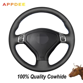 

Hand-stitched Black Genuine Leather Steering Wheel Coverfor Subaru For ester 2004-2006 Outback 2004 2005 Legacy 2004-2006