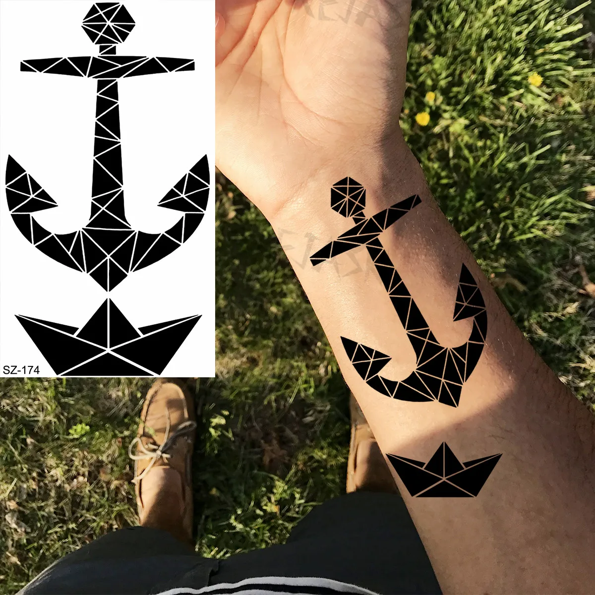 Geometric Cow Temporary Tattoos For Men Adult Spartan Anchor Realistic  Black Animal Fake Tattoo Body Art Water Transfer Tatoos