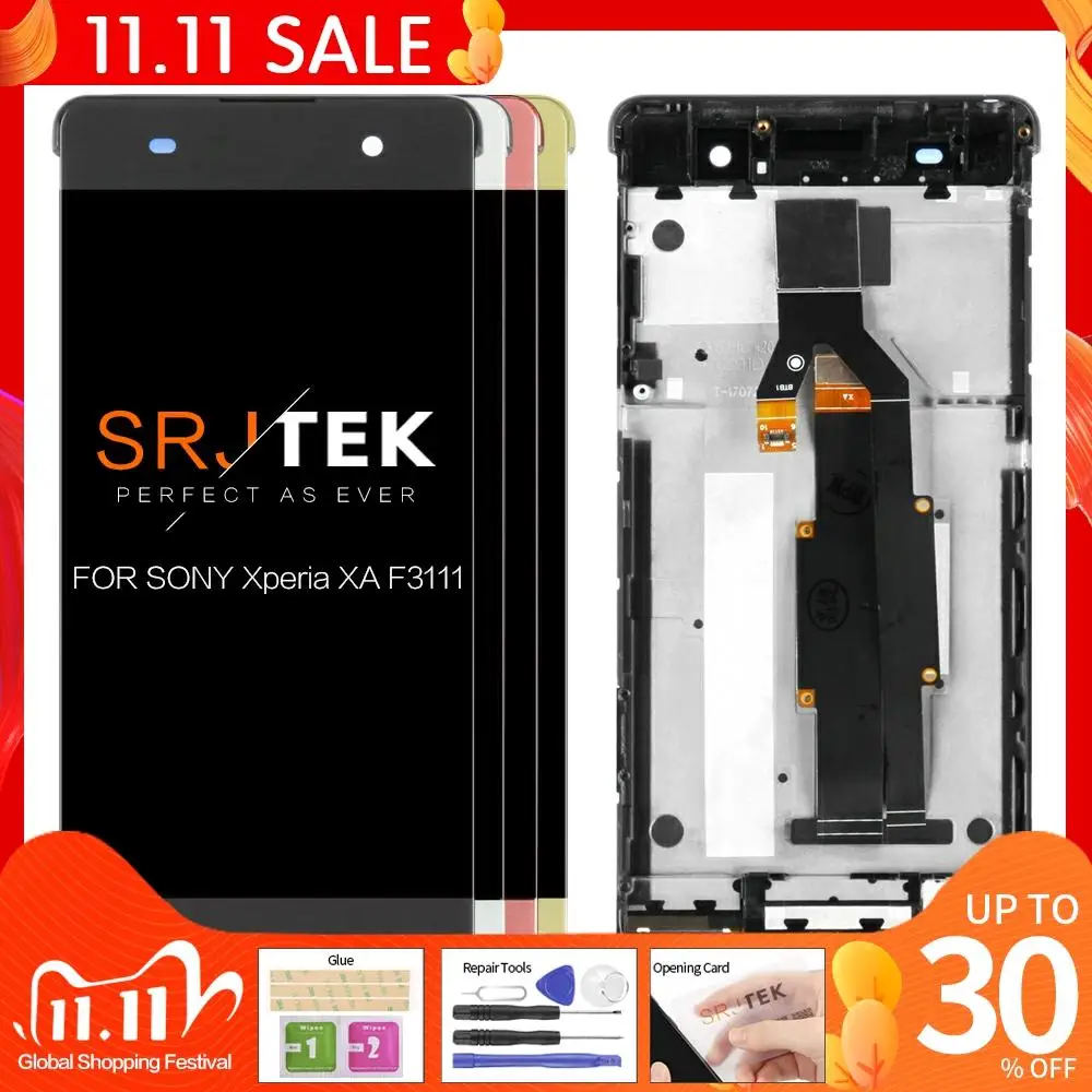 ЖК дисплей для Sony Xperia XA сенсорный экран дигитайзер в сборе с рамкой F3111 F3113 F3115