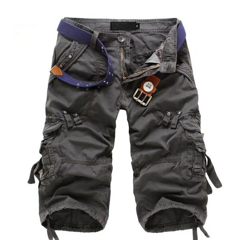 Summer Cargo Shorts Men Plus Size Casual Workout Military Army Shorts Multi-pockets Calf-length Short Pants Homme Men's Pants casual shorts for men