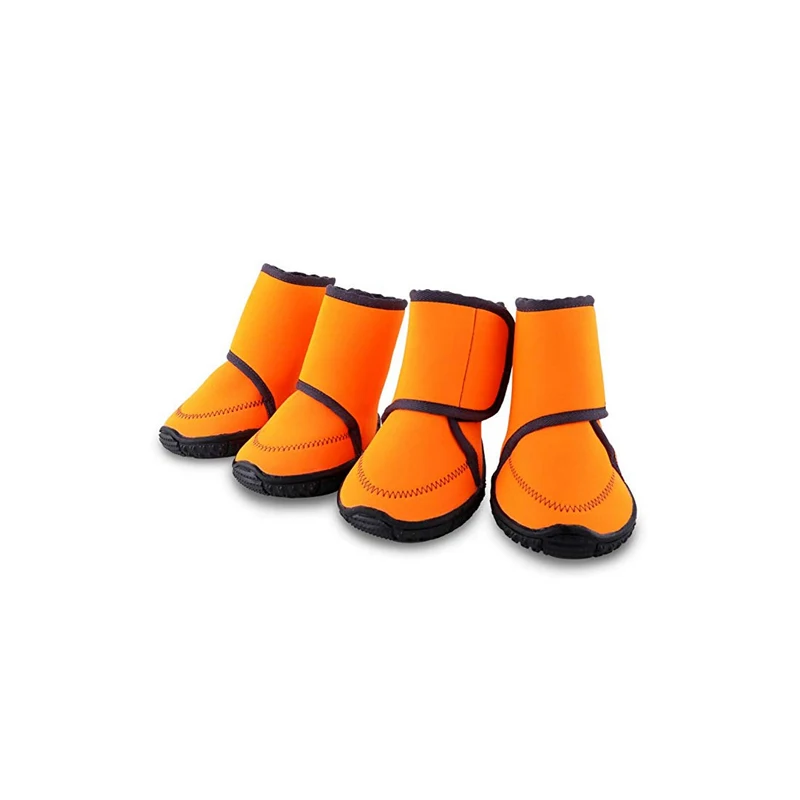 Orange Зимние теплые ботиночки для собак; Водонепроницаемая противоскользящая защитная обувь; оранжевая резиновая обувь для дождливой погоды для маленьких собак; товары для домашних животных - Цвет: Orange