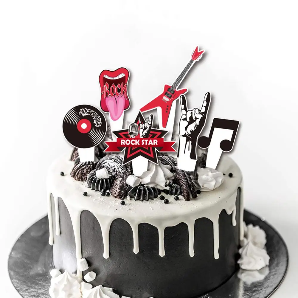 Rock Roll Theme Kids Birthday Party Decorations Hanging Note Banner Cake Topper Music Theme Engagement Wedding Party Supplies Party Diy Decorations Aliexpress