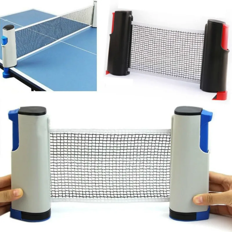 

Portable Retractable Table Tennis Net Rack Replacement Ping-Pong Net Kit Grid Plastic Strong Mesh Net Rack Set for Indoor Sport