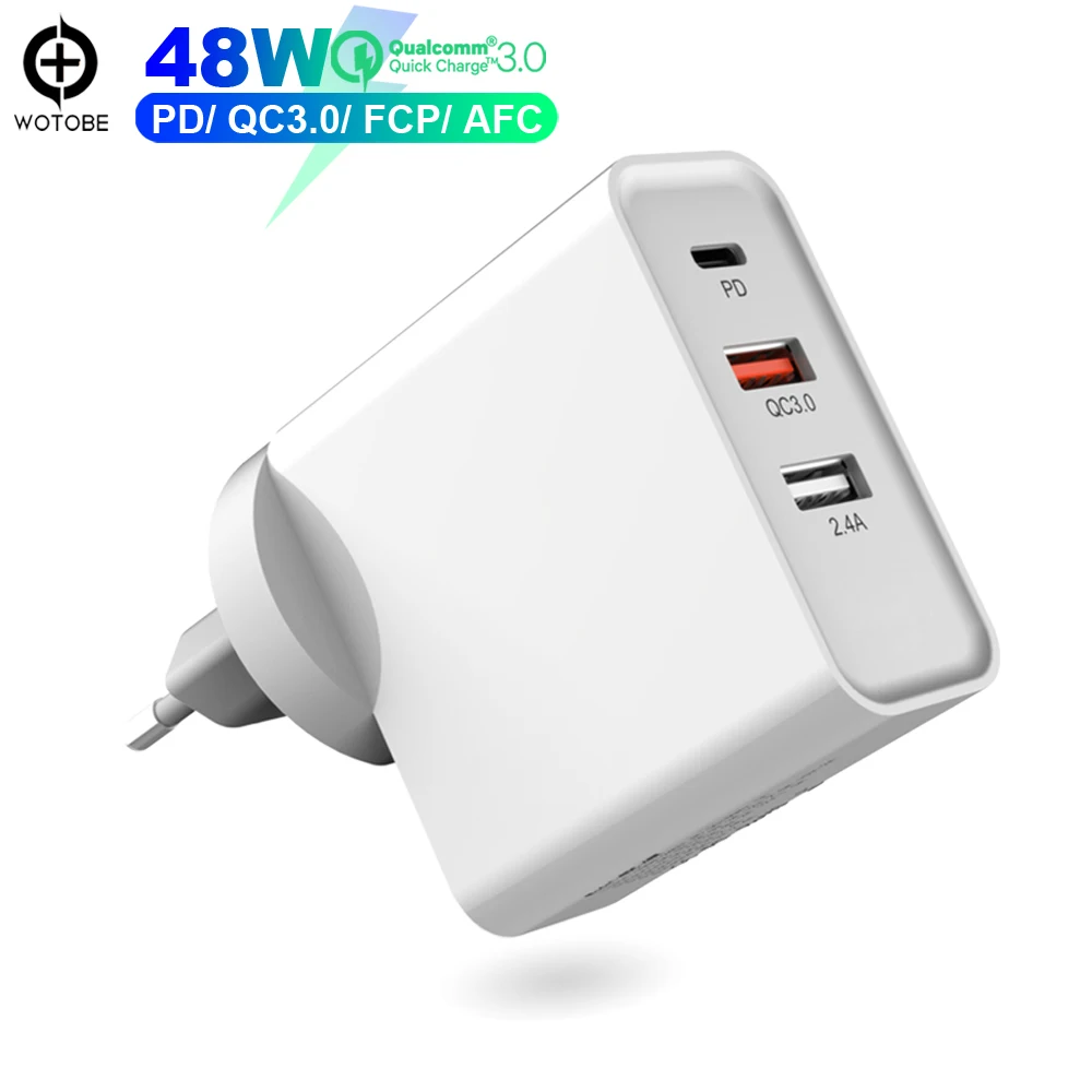 3 порта QC3.0/FCP/AFC быстрая настенная зарядка, 1 порт PD 30 Вт USB C адаптер питания, для Mac book iPhone/iPad/pixel/samsung/huawei/One Plus