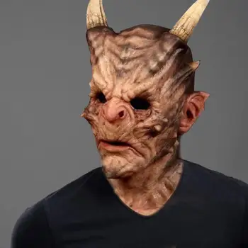 

Scary Latex Mask 3D Realistic Horned Mask Horrible Demon Mask Breathable Cosplay Halloween Costume Headgear Adults Party Props