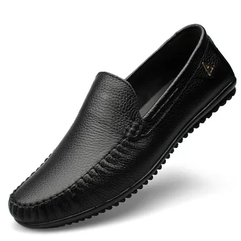 

Men Leather Shoes Casual Leather Loafers Black Genuine Leather Moccasins Zapatos De Hombre Tenis Masculino Chaussure Homme Solid