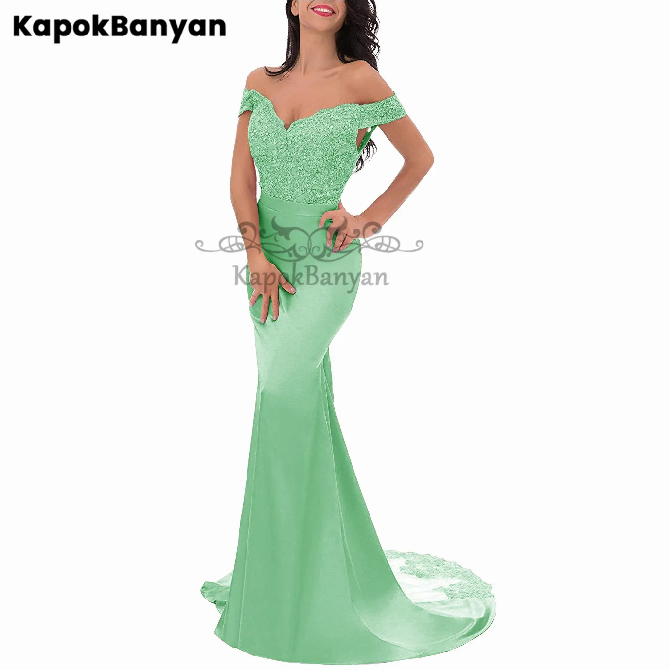 

36 Colors Available Lace Mermaid Bridesmaid Dress Zipper Split Tulle Train Wedding Party Gown