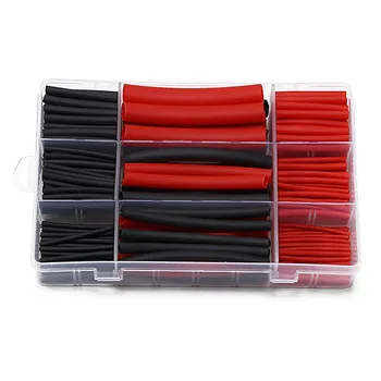 

270Pcs 3: 1 Shrink Ratio Dual Wall Adhesive Lined Heat Shrink Tubing Tube 6 Size 2 Color KIT Black Red