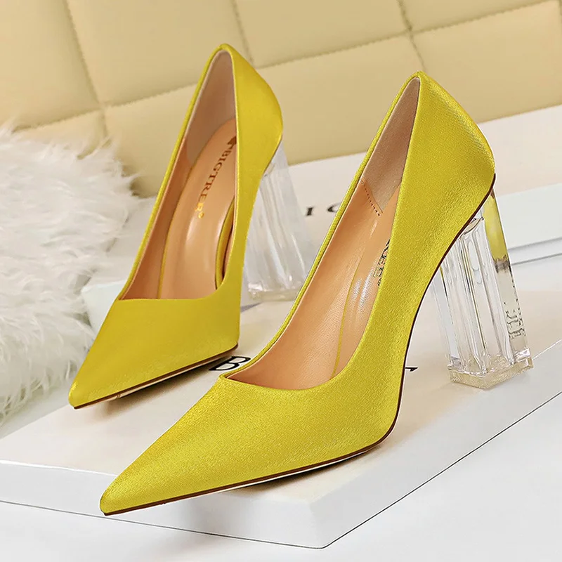 Туфли лодочки Bigtree женские пикантные шелковые туфли на высоком прозрачном